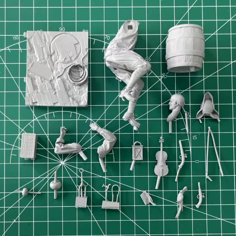 1/24 Scale Die-Cast Resin Figure Model Kit Pirate Playing The Violin Hobby Miniature Toys Unassembled and Unpainted DIY Diorama - R Supply Store