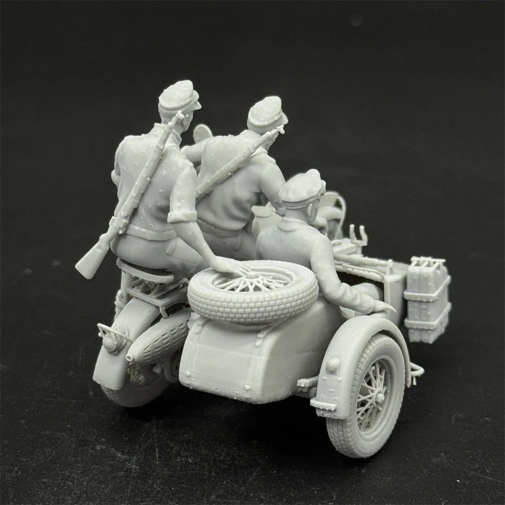1/35 Scale German Motorcycle Crew Officer 3 Figures Resin Model Miniature Military War Game - R Supply Store