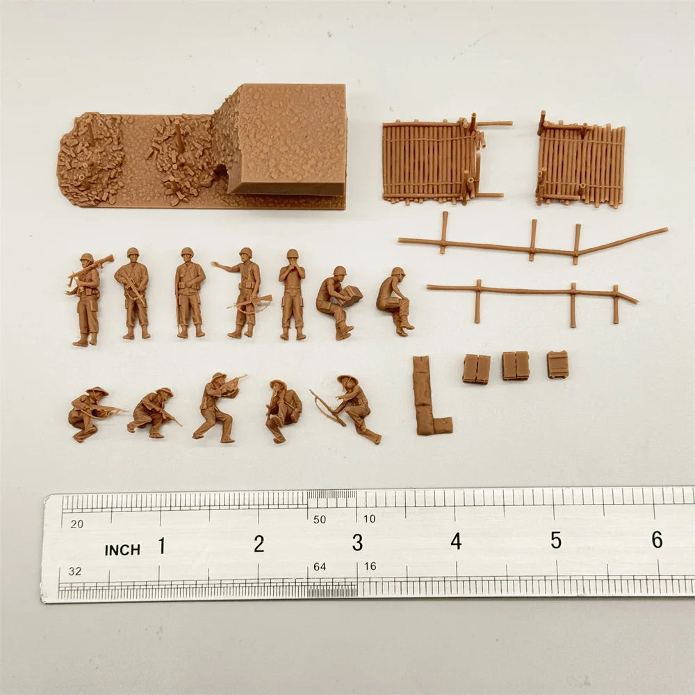 1/72 Scale Vietnam War Bridge / Bunker Ambush Scene Resin Diorama Kit (10+ Figures) - US & VC Combat Miniature