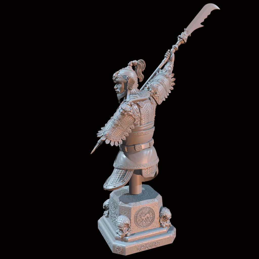 1/10 (115mm) Ancient Chinese General Resin Bust Model Kit - Unassembled Historical Warrior Sculpture