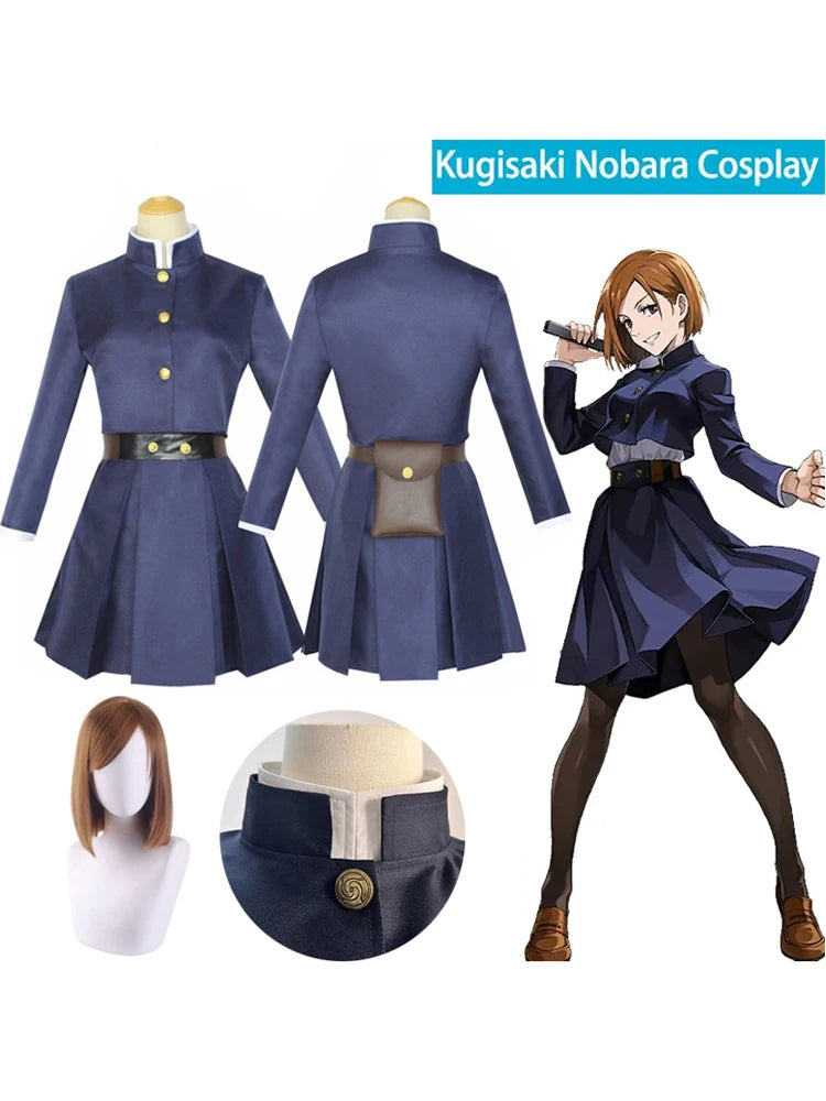 Anime Jujutsu Kaisen Cosplay Costume Kugisaki Nobara Tatoo Girls Women Dress Uniform Full Set