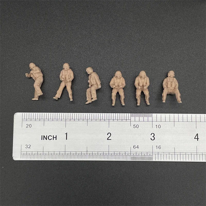 1/72 Scale US Black Hawk Helicopter Pilot & Door Gunner Resin Figure Set (6 Figures) - Modern Military Diorama