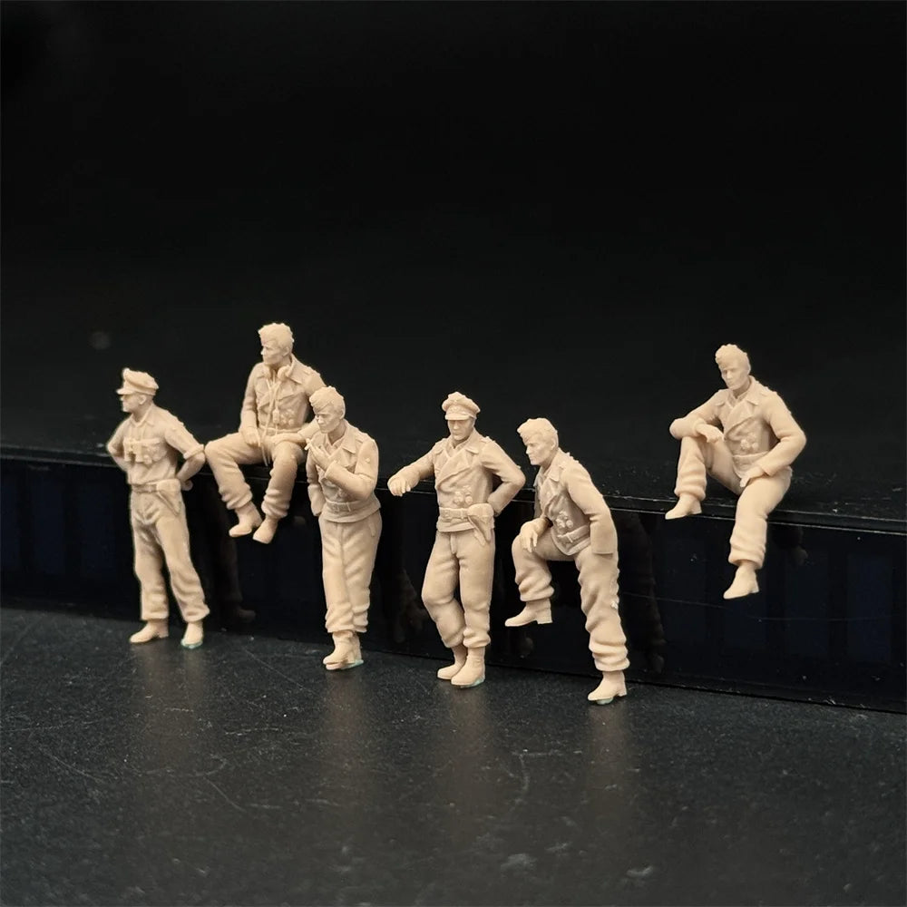 1/72 Scale WWII German Tank Crew & Officers Resin Figure Set (6 Figures) - Military Diorama