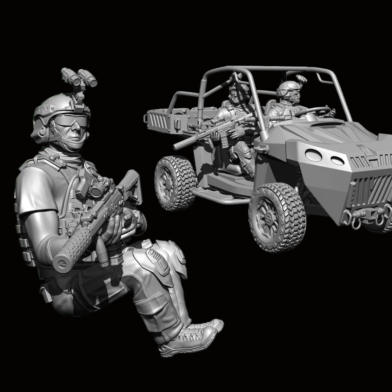 1/35 Scale Modern Special Forces Vehicle Passenger Resin Figure - Seated Operator Kit