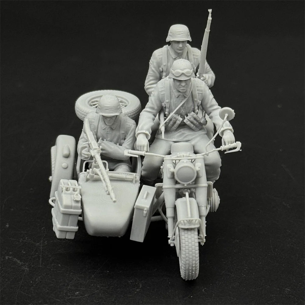 1/35 German Motorcycle w/ MG34 Crew (3 Fig) Resin Kit | WWII Recon