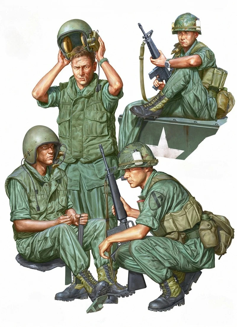 1/16 Scale Armored Personnel Carrier Crew & Infantrymen Resin Figure Model Kit (4 Figures, No Car) - R Supply Store