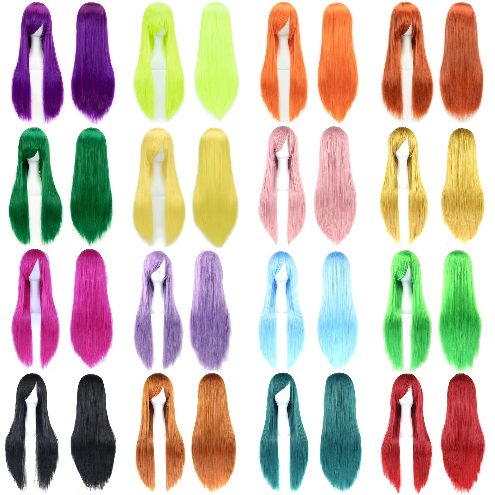 Long White Purple Cosplay Wig 80cm Straight Synthetic Hairpiece for Women Anime Party Wig