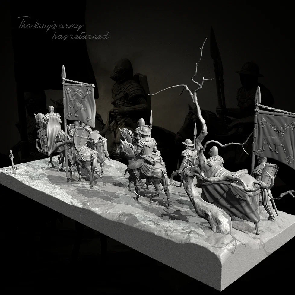 38mm & 50mm Medieval Mounted Column Diorama | The King's Army Resin Set