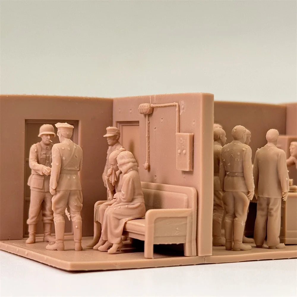 1/72 Scale Bunker / Headquarters Interrogation Scene Resin Figure Set (12 Figures) - WWII/Cold War Diorama