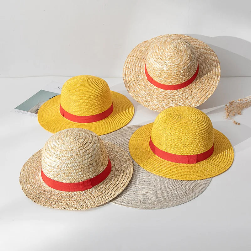 One Piece Luffy Straw Hat - Cosplay Accessory Anime Sun Hat for Adults & Kids