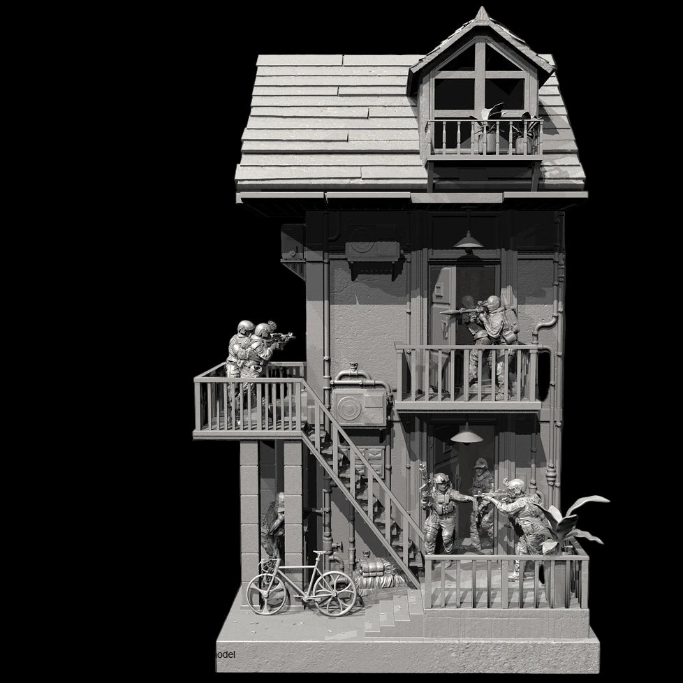 1/35 Scale Resin Soldier Figure Scene | Counter-Terrorism Diorama (8 Soldiers + Scene Platform) | Self-Assembled Model Kit - R Supply Store