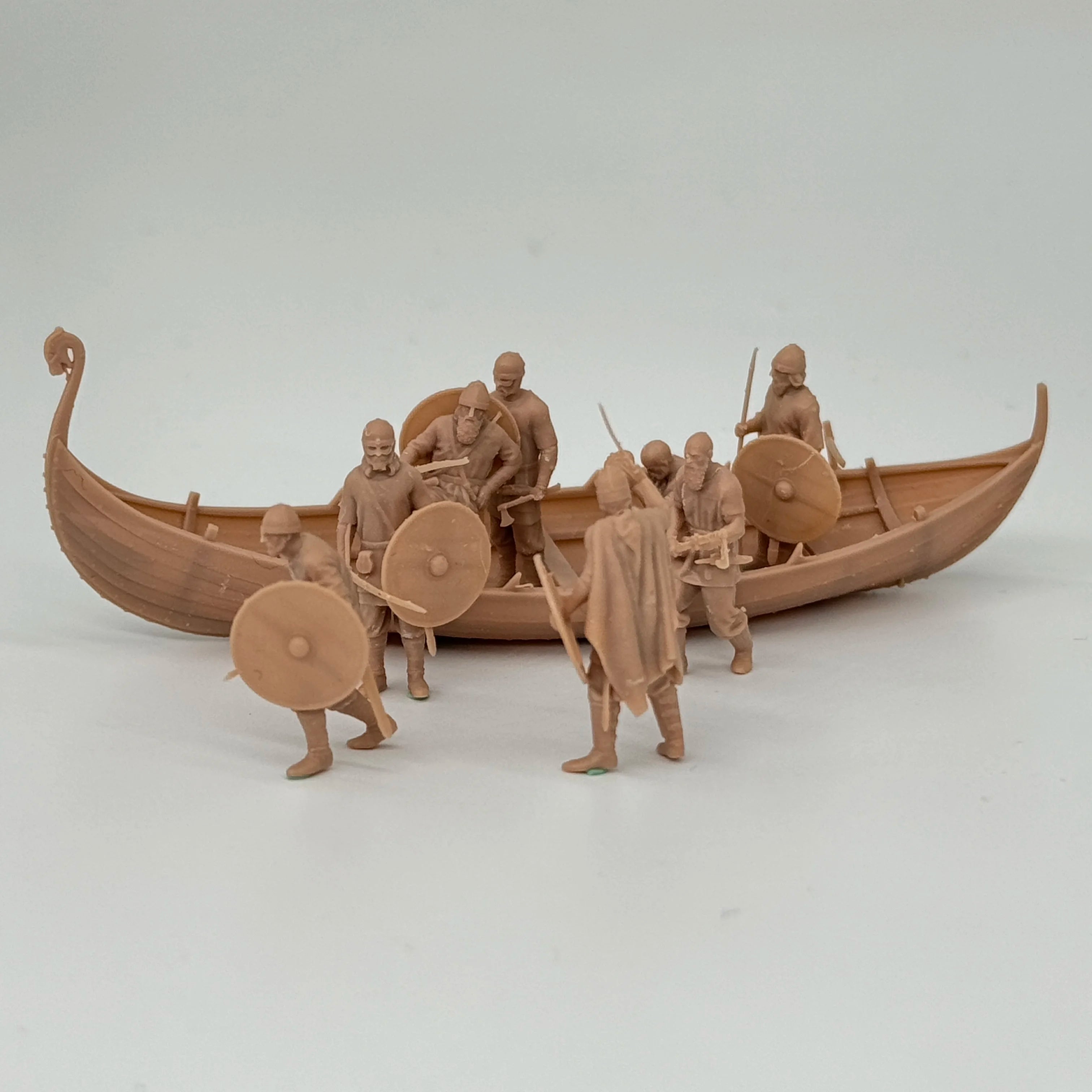 1/72 Scale Viking Warriors & Longship Diorama Scene Resin Kit (8+ Figures) - Medieval Tabletop Miniature