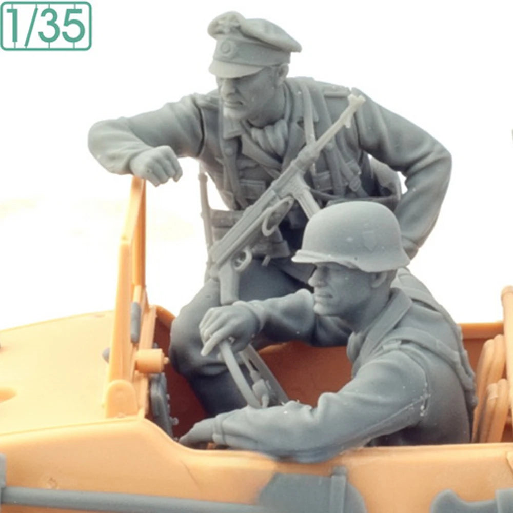 1/35 Scale WWII Schwimmwagen Crew | Resin Figure Set Unassembled Unpainted Military Model Kit - R Supply Store
