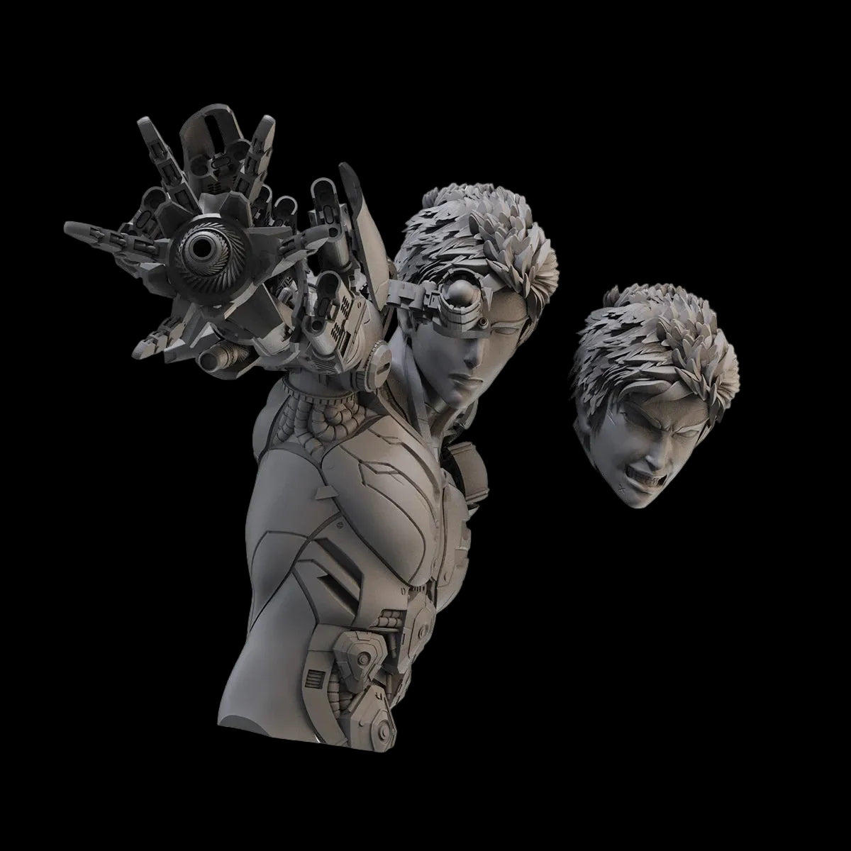 1/10 Cybernetic Commando Bust Resin GK | Mech Shoulder Cannon