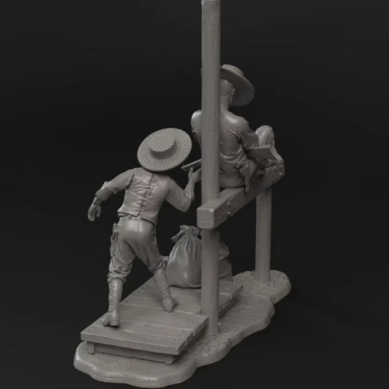 1/32 Scale 54mm DieCast Resin Figure Model Kit Cowboy & Little Rat Leisure Time Miniature Toys Unassembled Unpainted DIY Diorama