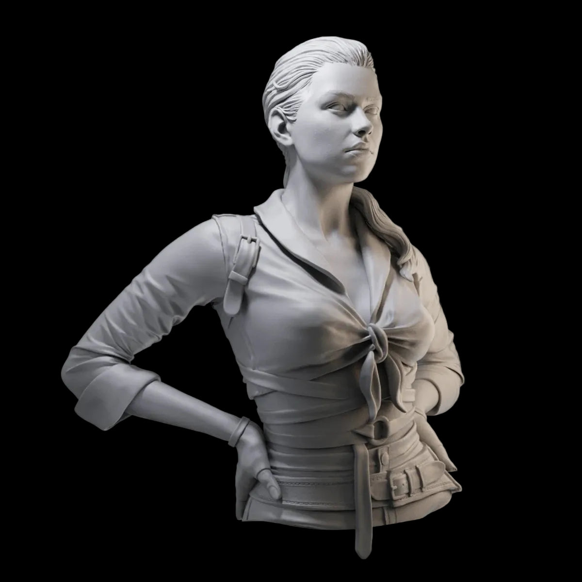 1/10 Motorcycle Girl Bust Resin GK | Western Cowboy Style Model