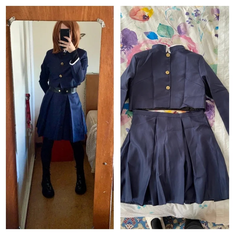 Anime Jujutsu Kaisen Cosplay Costume Kugisaki Nobara Tatoo Girls Women Dress Uniform Full Set