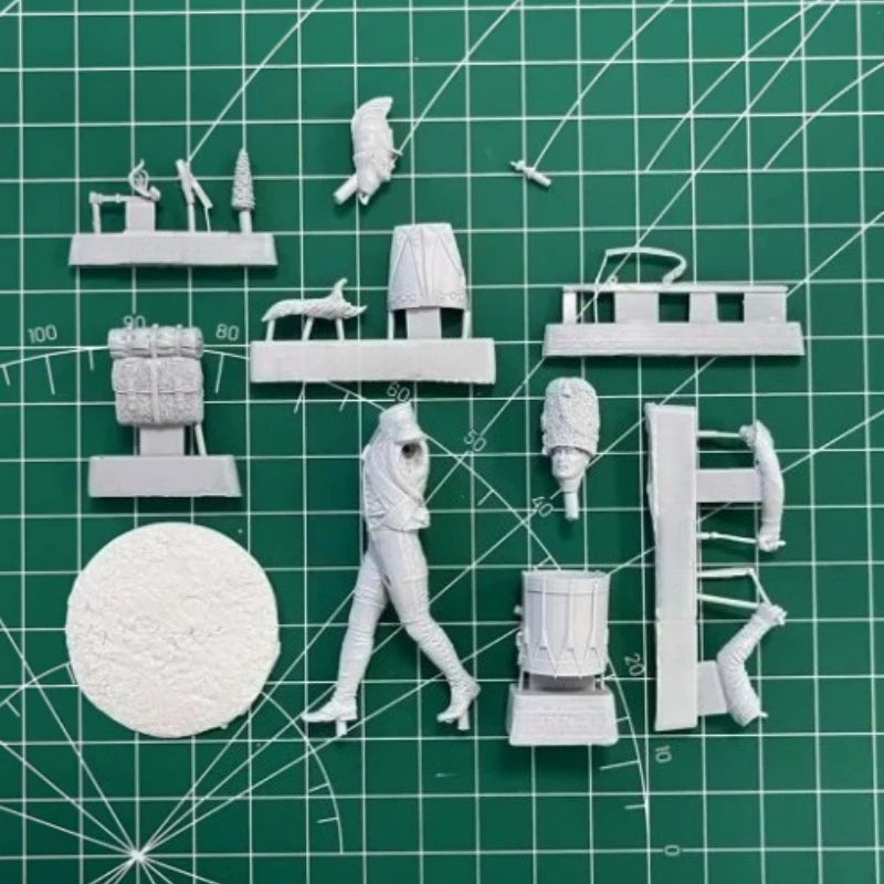 1/32 Scale 54mm Die-Cast Resin Figure Model Kit French Cavalry Drummer (2 heads) Miniature Toy Unassembled Unpainted DIY Diorama