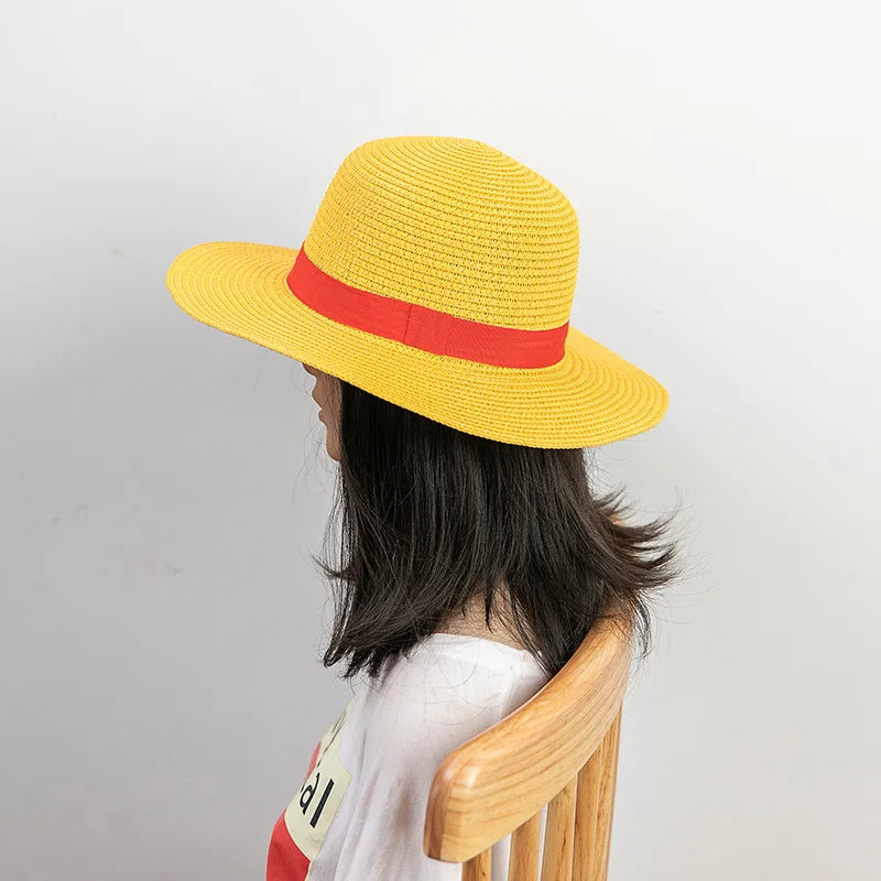 One Piece Luffy Straw Hat - Cosplay Accessory Anime Sun Hat for Adults & Kids