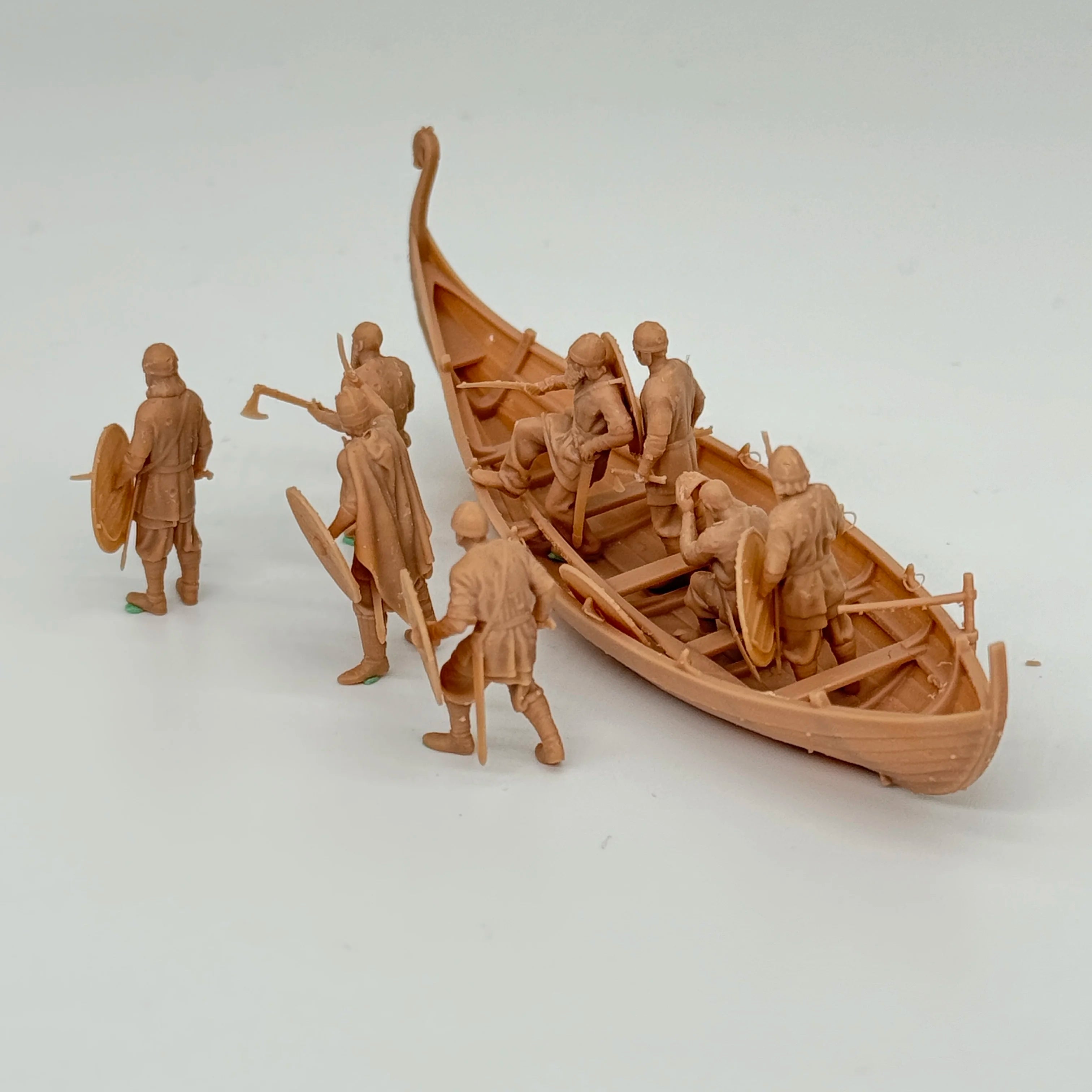 1/72 Scale Viking Warriors & Longship Diorama Scene Resin Kit (8+ Figures) - Medieval Tabletop Miniature