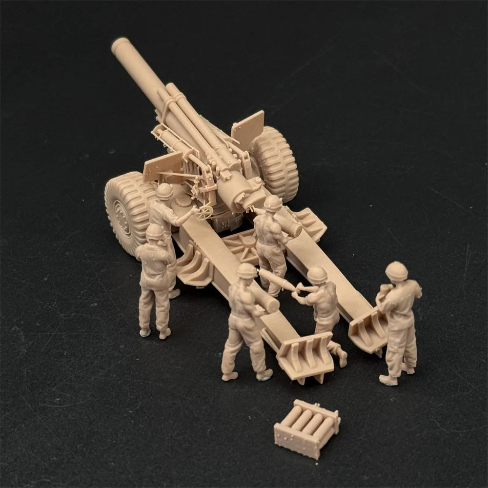 1/72 Scale US M114 Howitzer Artillery Piece & Crew Resin Model Kit (6 Figures) - Vietnam War Diorama