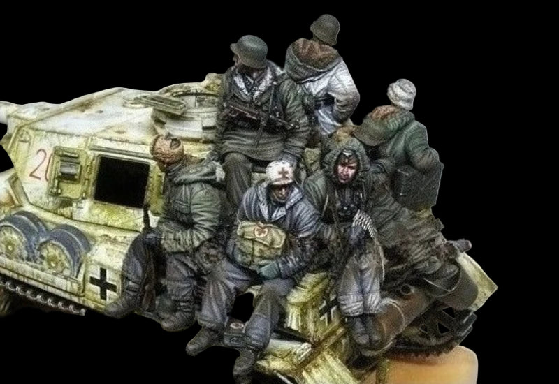 1/35 Scale Die-Cast Resin Figure Model Kit Panzergrenadiers 8 Figures (No Tank) Unassembled and Unpainted - R Supply Store