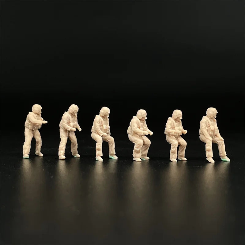 1/72 Scale US Black Hawk Helicopter Pilot & Door Gunner Resin Figure Set (6 Figures) - Modern Military Diorama