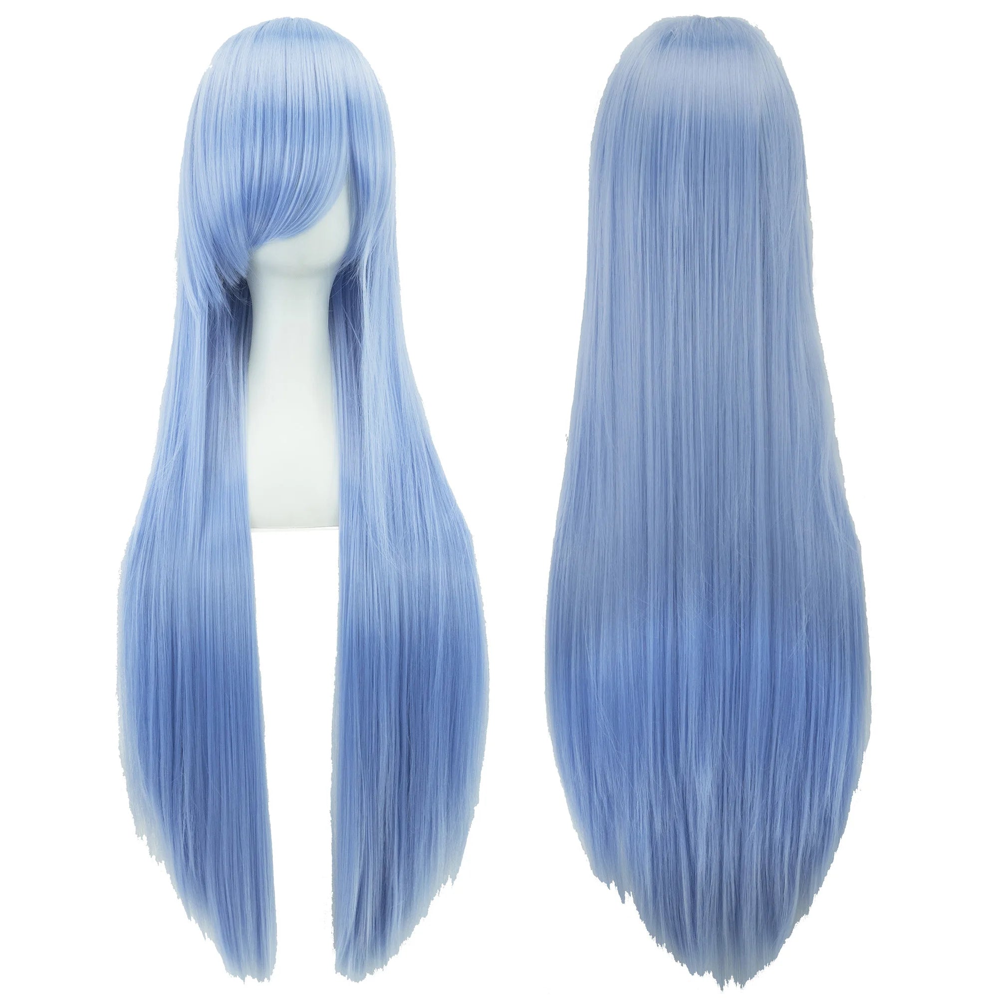 Long White Purple Cosplay Wig 80cm Straight Synthetic Hairpiece for Women Anime Party Wig