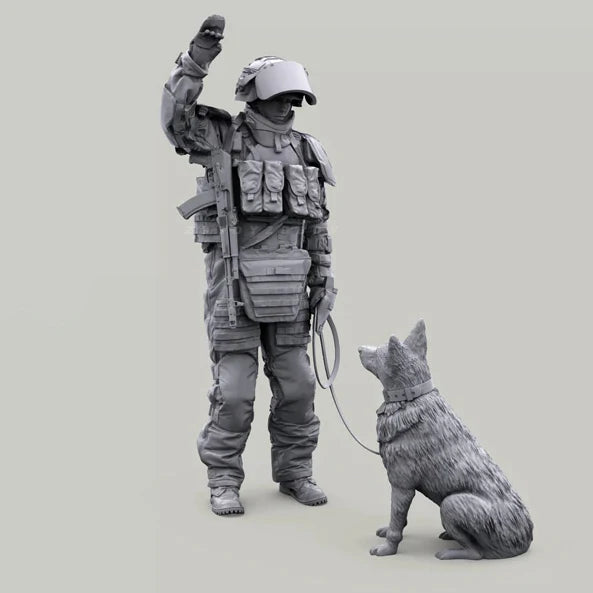 1/35 Heavy Armour K-9 Dog Handler Resin Figure GK - Modern Military Special Operations