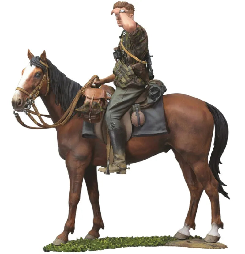 1/16 Scale (120mm) WWII German Mounted Reconnaissance Trooper Resin Kit - Historical Cavalry Miniature