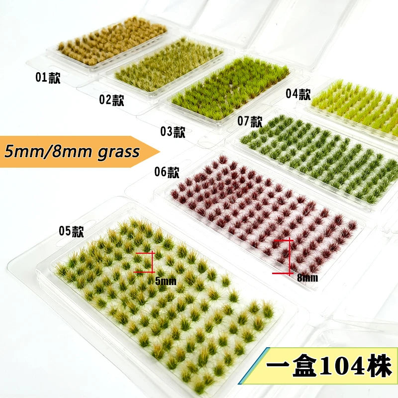 104-Piece Professional Static Grass Tuft Set | 5mm & 8mm Mixed Sizes