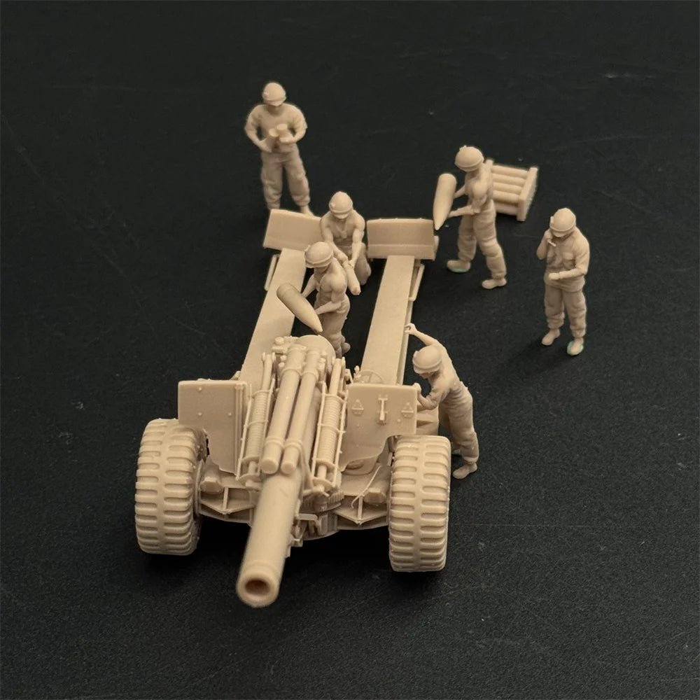 1/72 Scale US M114 Howitzer Artillery Piece & Crew Resin Model Kit (6 Figures) - Vietnam War Diorama