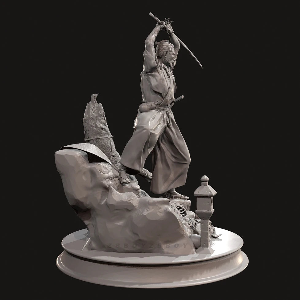 Legendary Samurai Duelist on Scenic Lantern Base | Premium Resin Miniature
