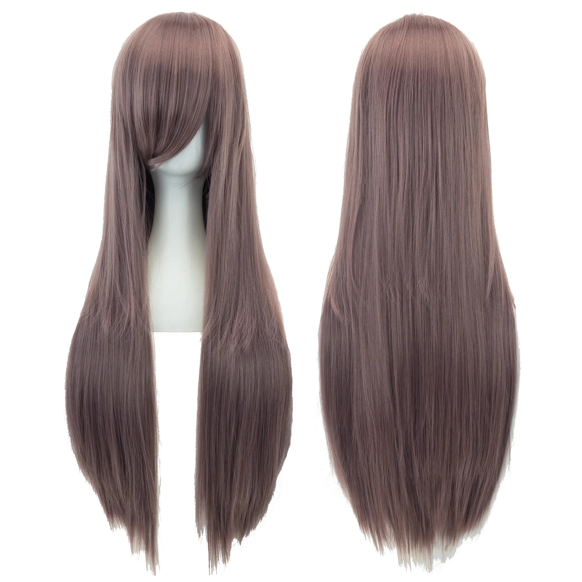 Long White Purple Cosplay Wig 80cm Straight Synthetic Hairpiece for Women Anime Party Wig