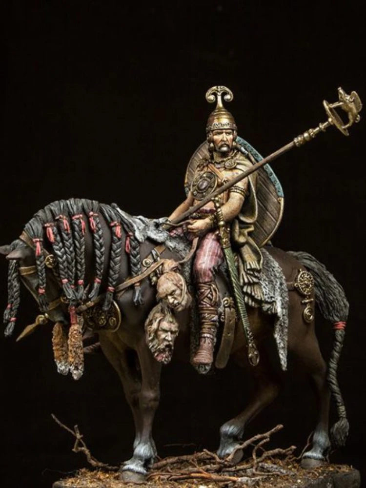 1/24 75mm Mounted Celtic Warrior Resin Figure Kit - Iron Age Historical Hobby Miniature
