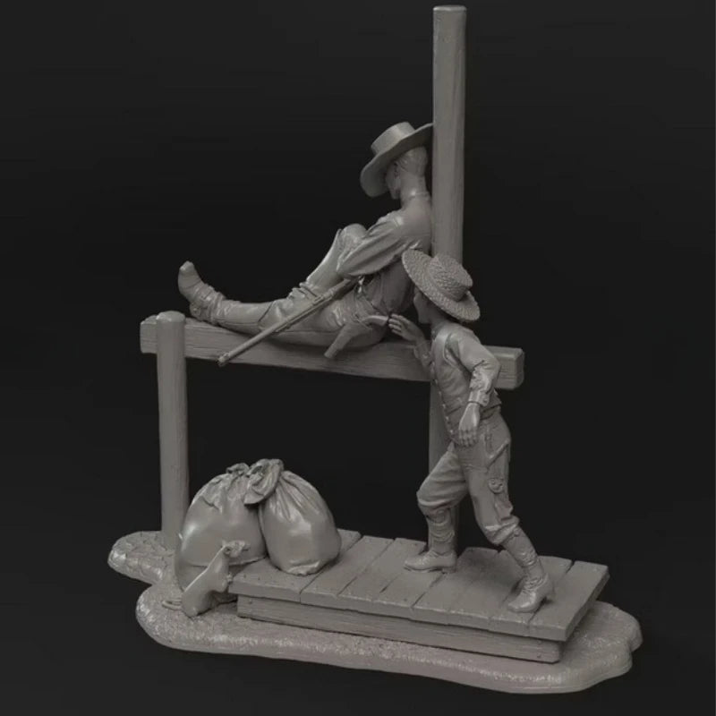 1/32 Scale 54mm DieCast Resin Figure Model Kit Cowboy & Little Rat Leisure Time Miniature Toys Unassembled Unpainted DIY Diorama