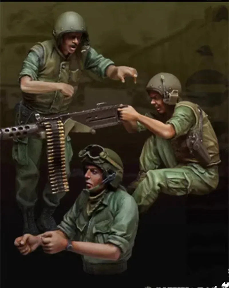 1/35 Scale Vietnam War US Army Tank Crew Set 🇺🇸 3 Resin Figures Model Kit Unassembled Unpainted - R Supply Store