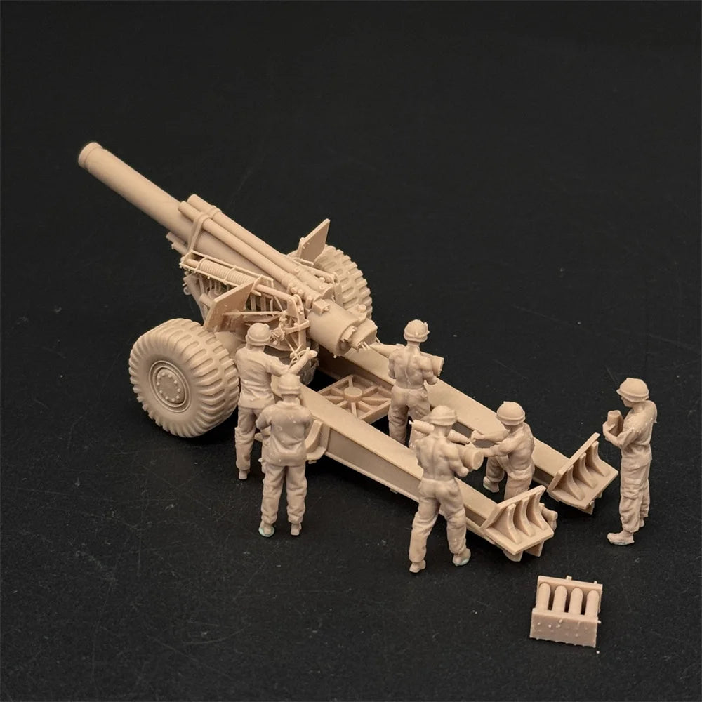 1/72 Scale US M114 Howitzer Artillery Piece & Crew Resin Model Kit (6 Figures) - Vietnam War Diorama