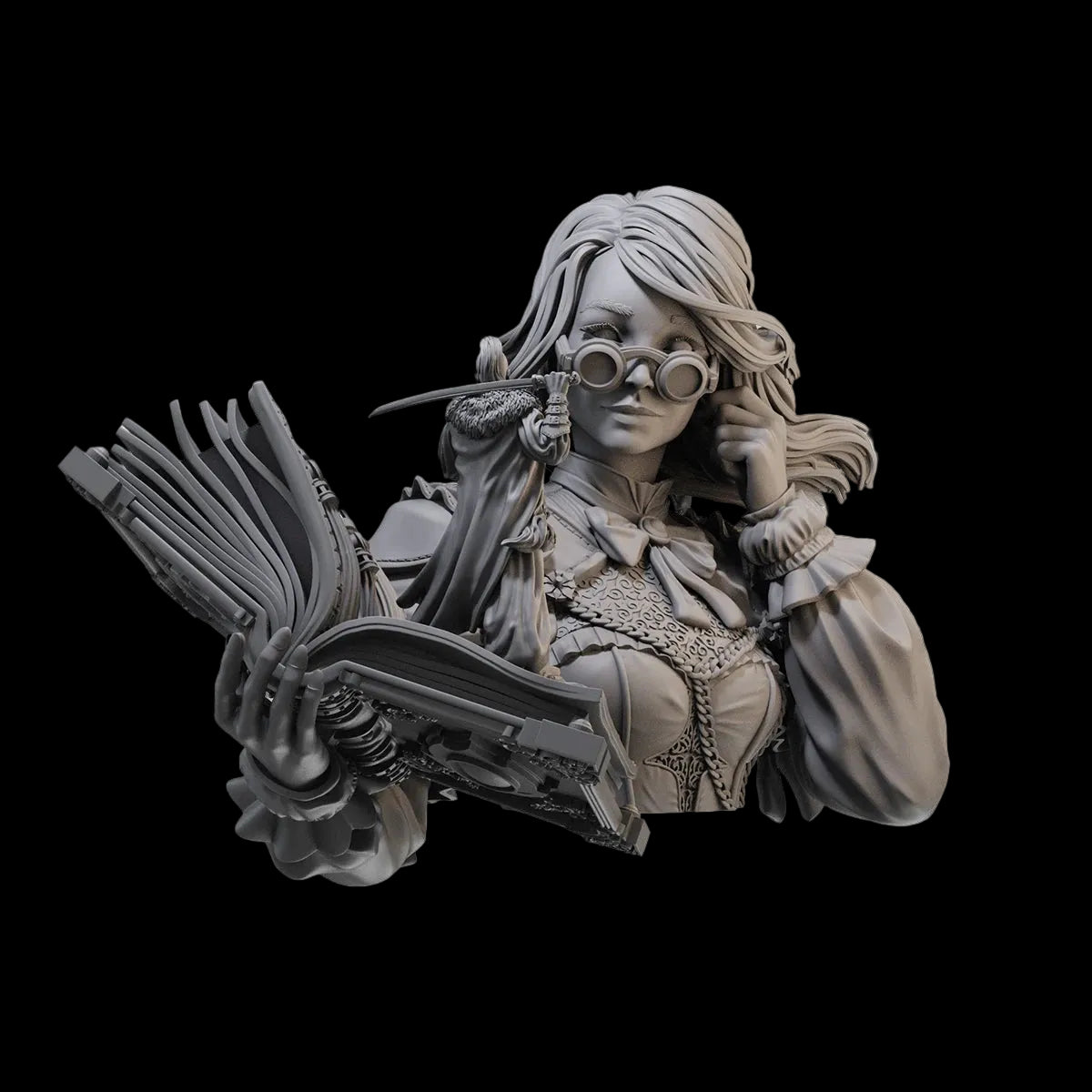 1/10 Steampunk Scholar Bust Resin GK | Goggles & Quill Fantasy Model