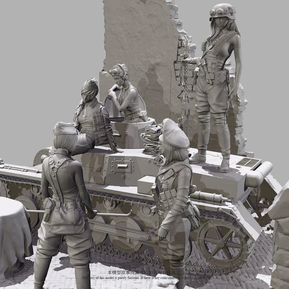 1/35 Scale Female Armored Vehicle Crew Resin Figure Set (x5) - Historical Military Diorama