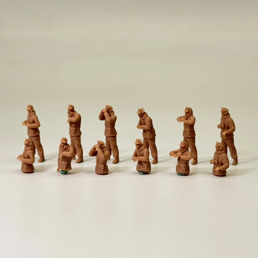 1/72 Scale WWII German Winter Tank Crew & Infantry Soldiers Resin Figure Set (12 Figures) - Eastern Front/Ardennes
