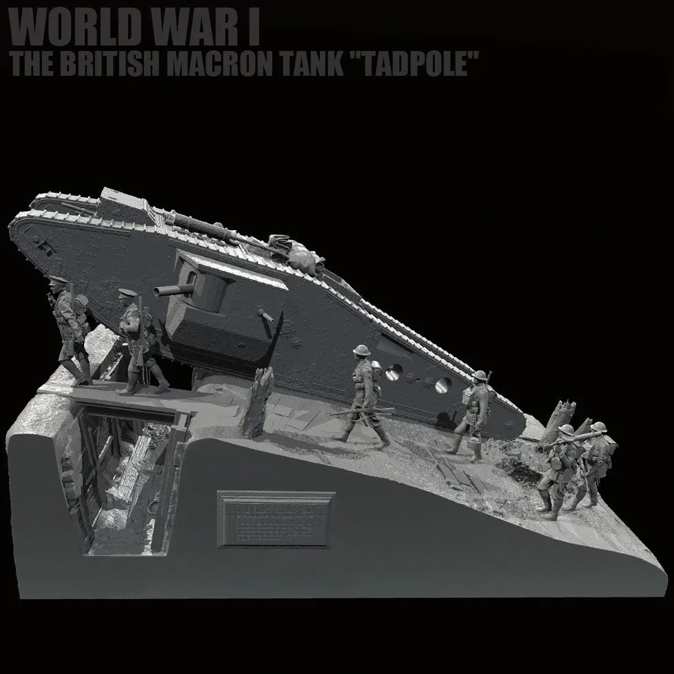 1/35 Scale WWI Tank (tadpole) Position Scene | Resin Soldier Figure Set (6 Figures + Platform) | Self-Assembled Model Kit - R Supply Store