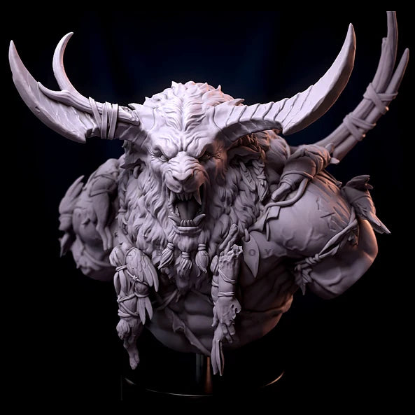 1/10 Minotaur Warlord Bust Resin Kit | Fantasy Beastman Miniature GK