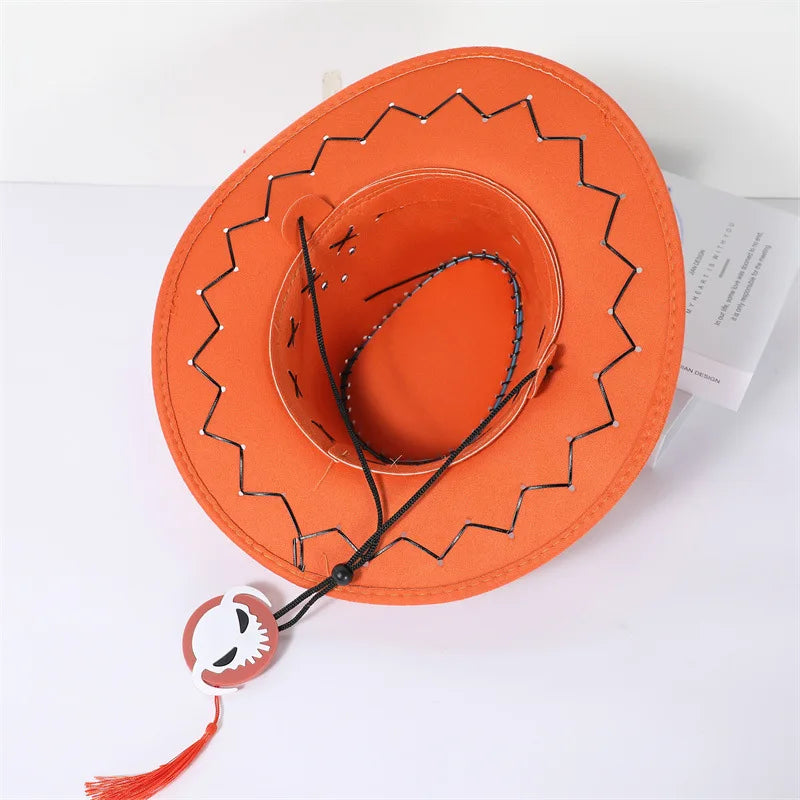 New Arrival Anime Ace Cosplay Hats Unisex Luffy Ace Orange Cowboy Cap for Kids Adult Halloween Carnival Cosplay Accessories