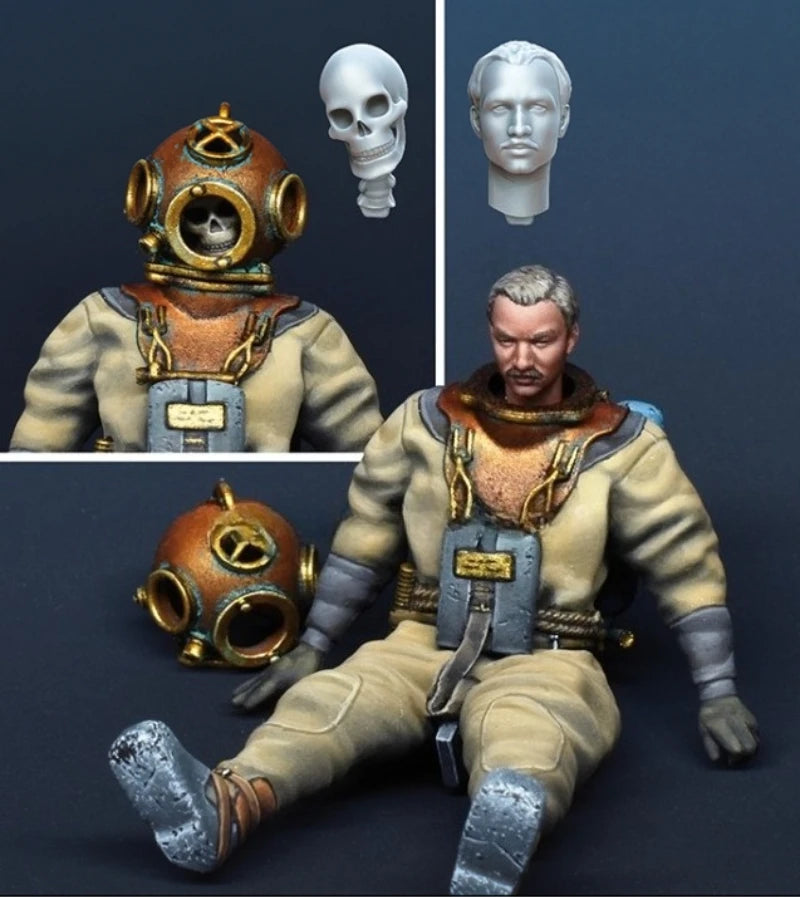 1/35 Scale Die-Cast Resin Figure Model Kit WWII German Diver with 2 Heads Unassembled and Unpainted - R Supply Store