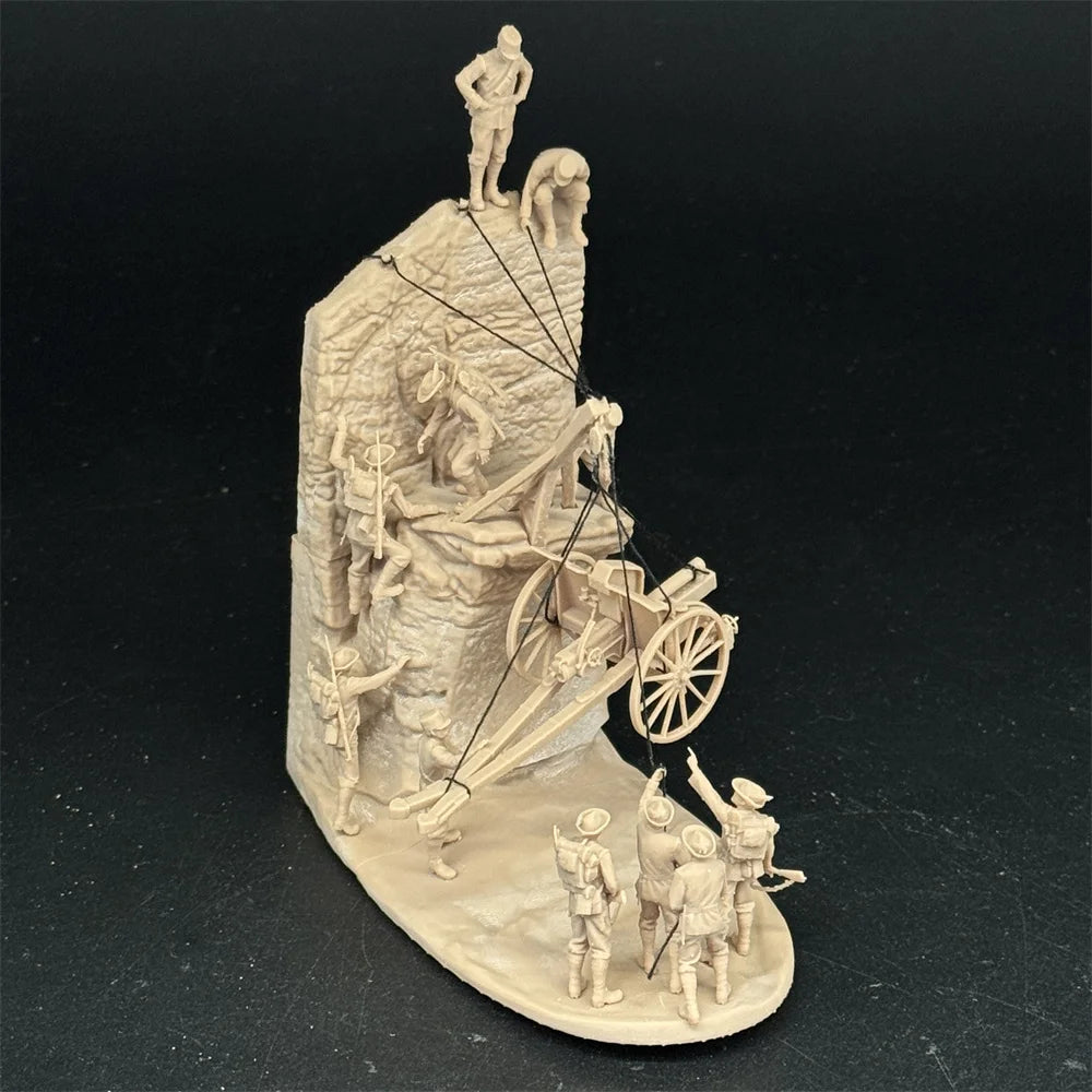 1/72 Scale WWI Italian Alpine Soldiers & Artillery Haul Diorama Resin Kit (11 Figures) - White War Miniatures
