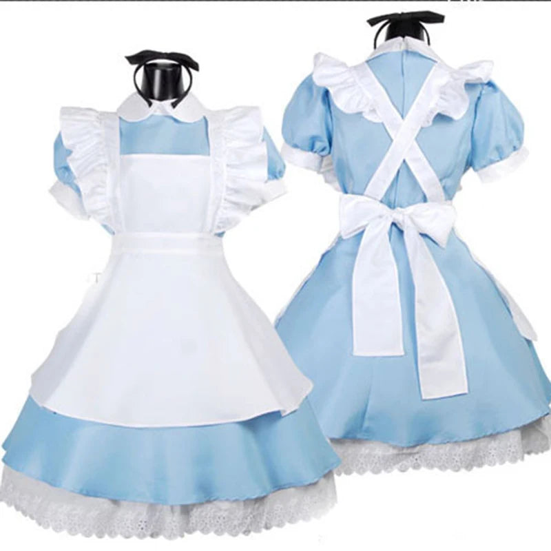 Alice in Wonderland - Lolita Maid Dress Cosplay Costume Apron Skirt Outfit for Women Halloween Party