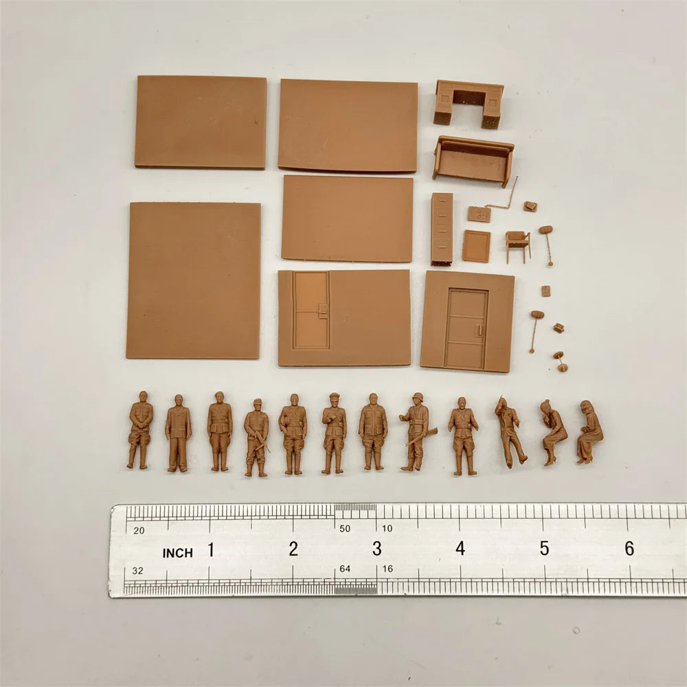 1/72 Scale Bunker / Headquarters Interrogation Scene Resin Figure Set (12 Figures) - WWII/Cold War Diorama