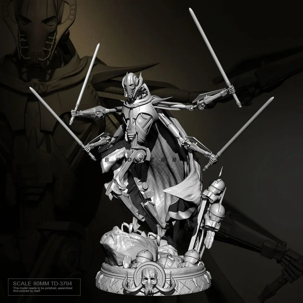 80mm Star Wars General Grievous Resin Kit | Multi-Arm Lightsaber Figure