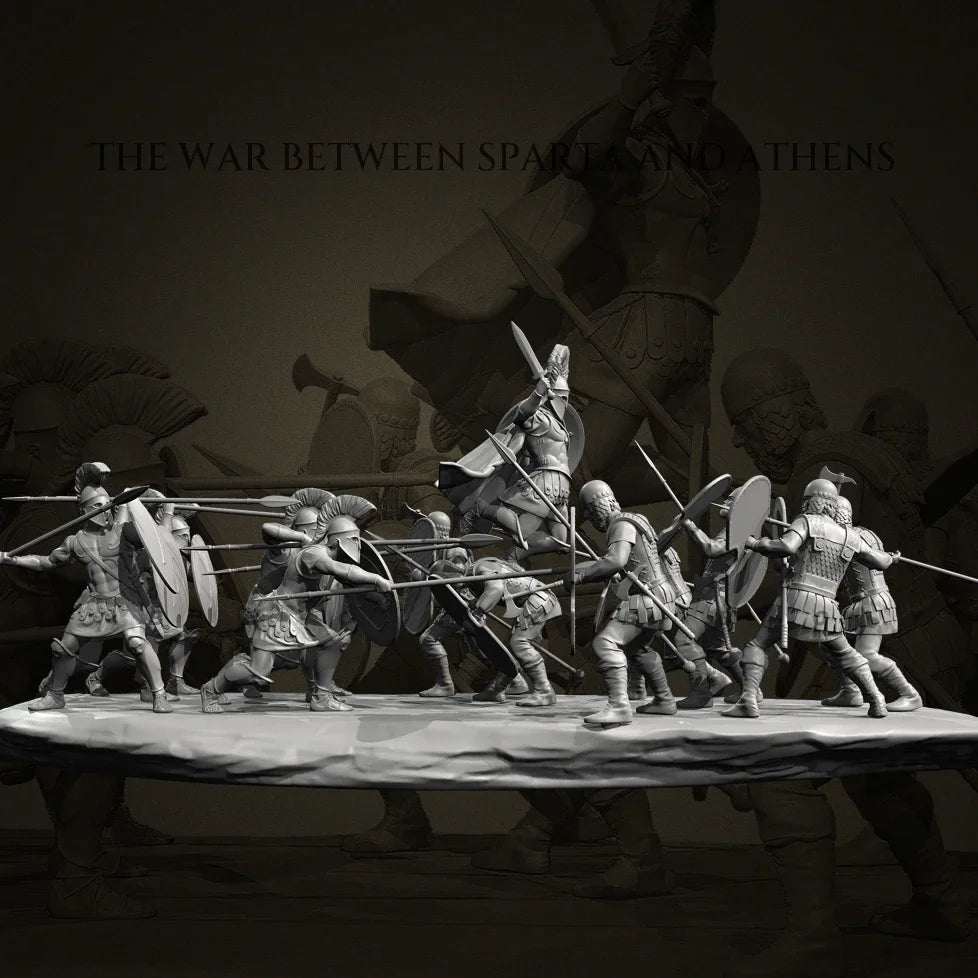 25mm-50mm Scale Ancient Spartan Warriors Battle Diorama Resin Kit (x12+ Figures)